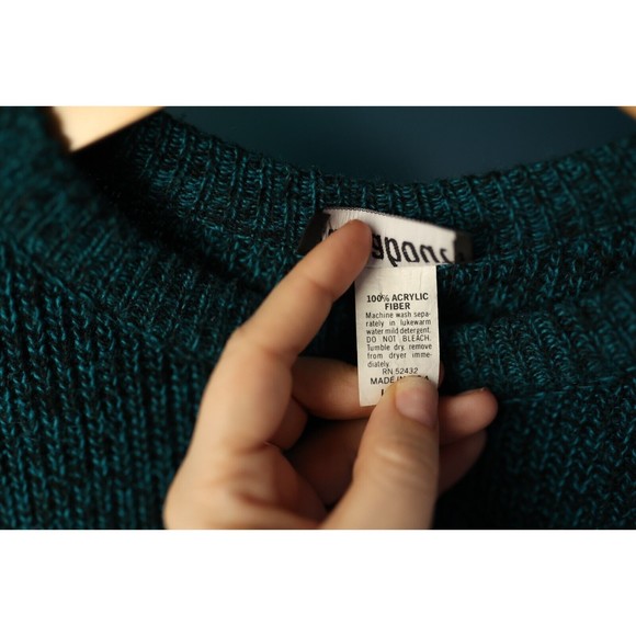 Vintage Turnabout Pullover Sweatshirt Gray & Teal Striped Size L Large USA - Picture 11 of 11